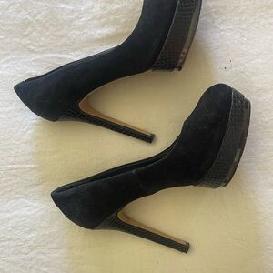 Vince Black Suede and Leather Platform Heels